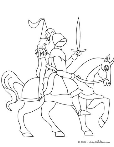 Princess Coloring on Coloring Pages   Knight On Horseback With A Princess Coloring Page
