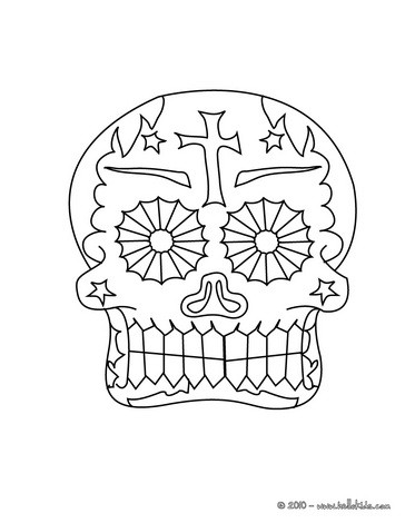 Day of death mexican decorated skull coloring page