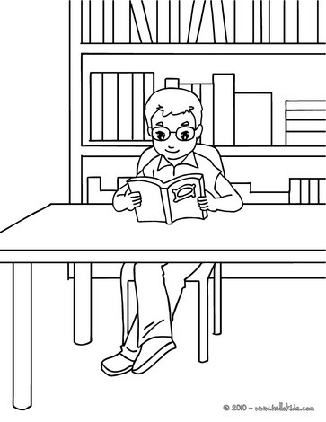 Coloring Book Pages on Pupil Reading A Book Coloring Page   School Life Coloring Pages