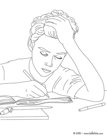 Pupil writting coloring page