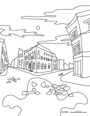 Tangled Coloring Sheets on Houses In The City Coloring Page   Haunted Castle Coloring Pages