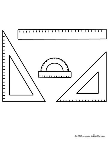 school supplies coloring pages. School geometry set coloring