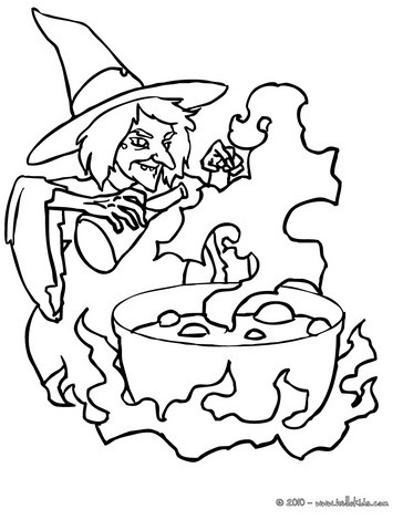 Witch Makes A Magic Brew Coloring Pages - Hellokids.com