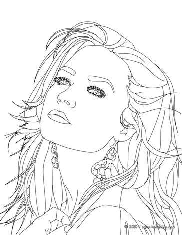 Print out and color this Demi Lovato close up coloring page