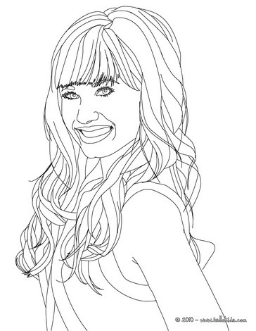 Demi Lovato smiling close up coloring page