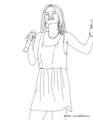 Selena Gomez in concert coloring page