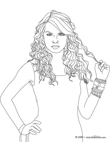 Taylor Swift on Taylor Swift Curly Hair Coloring Page In Taylor Swift Coloring Pages