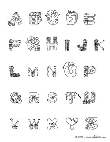Gift christmas alphabet letters coloring pages - Hellokids.com