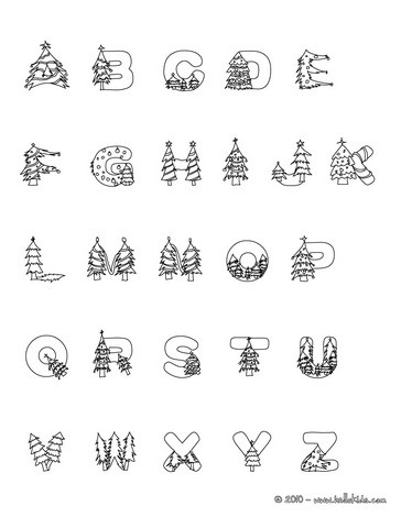 Christmas Tree Alphabet Letters Coloring Pages Hellokids Com