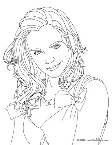 emma Watson smiling close-up coloring page