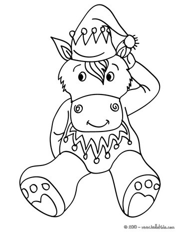Seated christmas donkey coloring apge