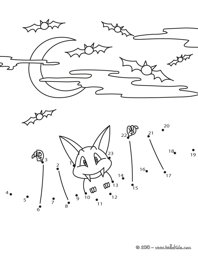 Halloween Bat Dot To Dot Game Coloring Pages Hellokids Com