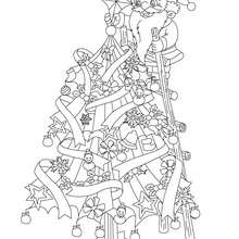 Santa Claus preparing the christmas tree coloring page - Coloring page - HOLIDAY coloring pages - CHRISTMAS coloring pages - SANTA CLAUS coloring pages