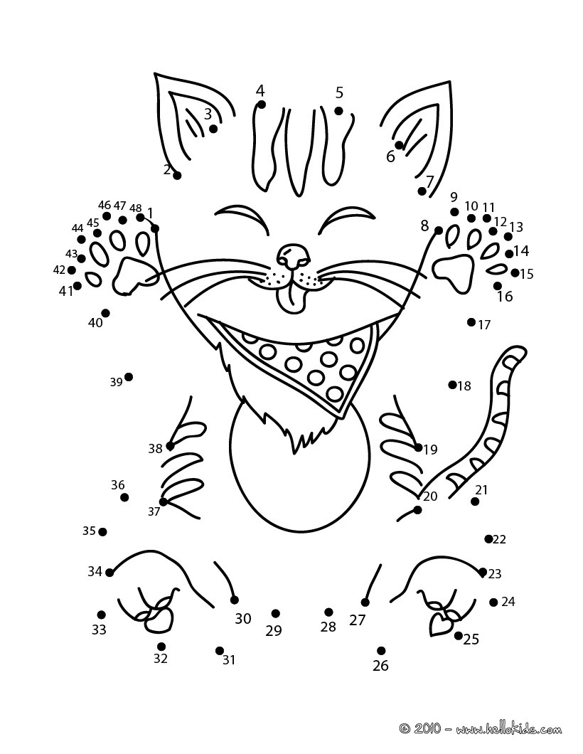 Cat Dot To Dot Game Coloring Pages   Hellokidscom