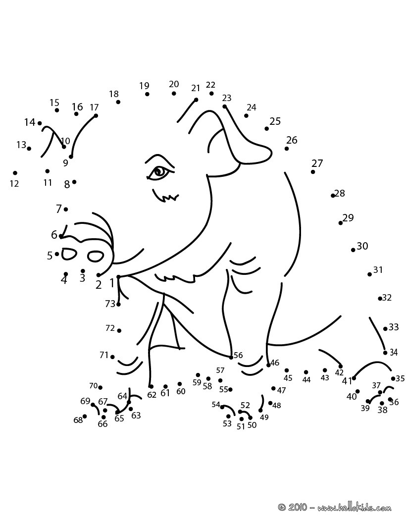 Pig dot to dot game coloring pages