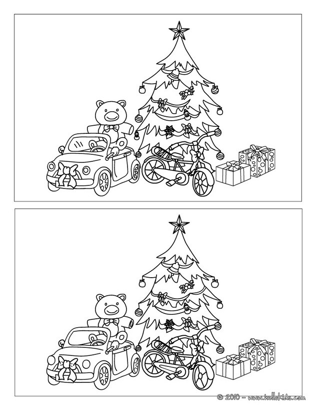 Christmas spot the differences Christmas tree and gifts