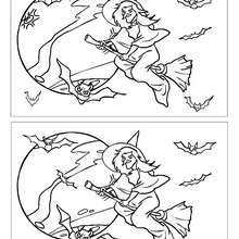 HALLOWEEN FLYING WITCH spot the 12 differences - Free Kids Games - DIFFERENCE GAMES - HALLOWEEN difference games