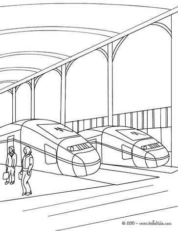 Train station scene coloring pages - Hellokids.com