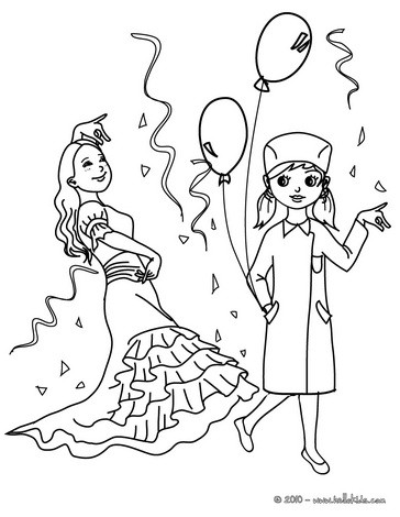 PRINCESS AND NURSE COSTUMES coloring page