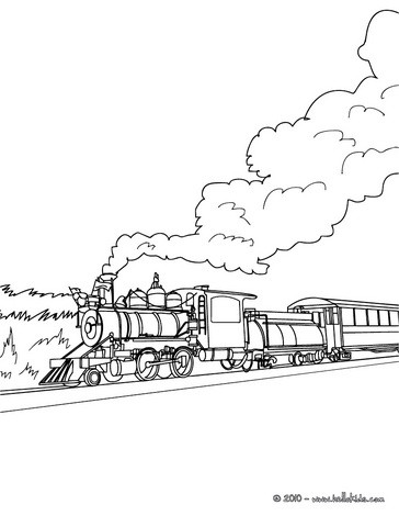 Steam engine in the landscape coloring pages Hellokidscom