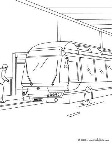 Bus at the bus station coloring page
