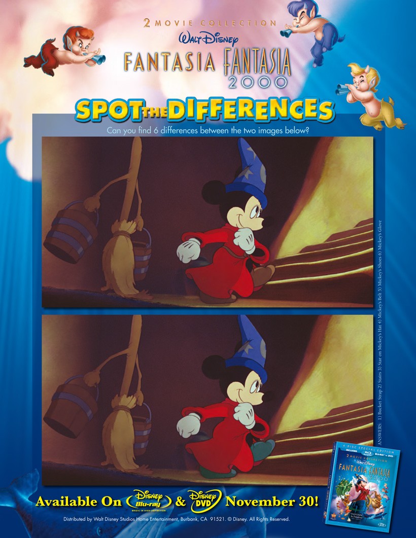 Disney FANTASIA find the differences game