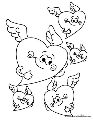 Winged hearts coloring pages - Hellokids.com