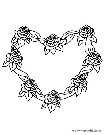 coloring pages of hearts and roses. for preschoolers. Rose