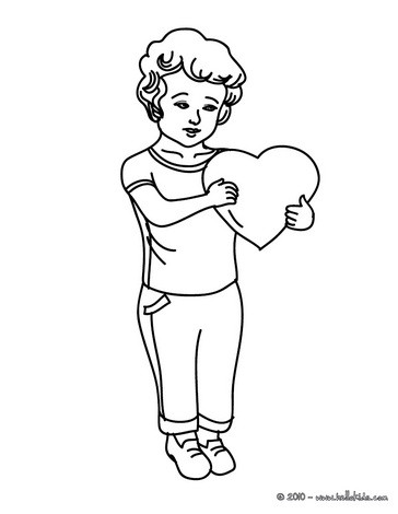 i love you heart coloring pages. Boy with heart coloring page