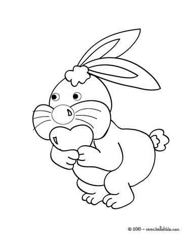Rabbit with heart coloring pages - Hellokids.com
