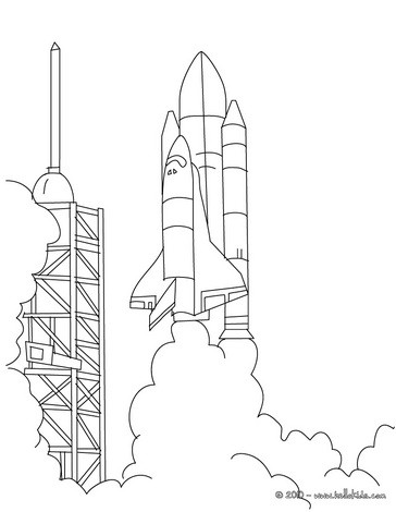 Space shuttle ready to take off coloring pages 