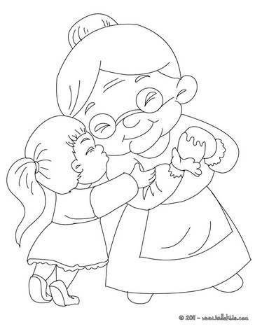 Coloring Pages  Girls on Girl Hugging Grandma Coloring Page   Grandparents Day Coloring Pages