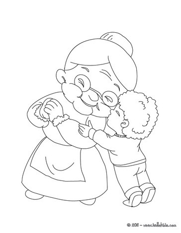 Children Coloring Pages on Boy Hugging Grandma Coloring Page   Grandparents Day Coloring Pages