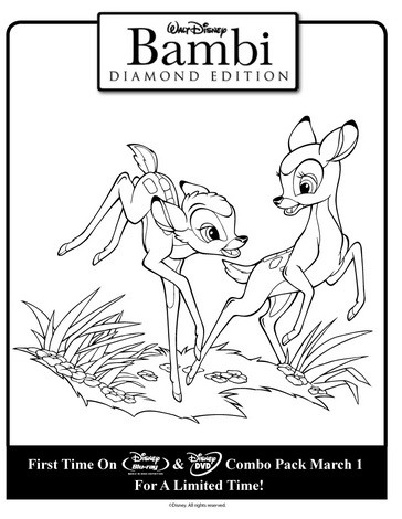Bambi playing coloring page
