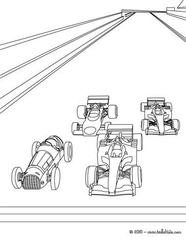 Formula One racing cars coloring page