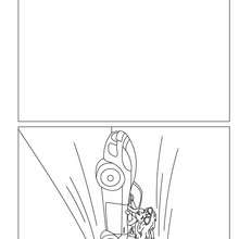 Mommy driving a car coloring card - Coloring page - HOLIDAY coloring pages - MOTHER'S DAY coloring pages