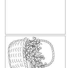 Flower basket coloring card - Coloring page - HOLIDAY coloring pages - MOTHER'S DAY coloring pages