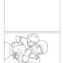Mom hugging kids coloring card - Coloring page - HOLIDAY coloring pages - MOTHER'S DAY coloring pages