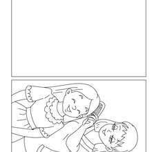 Mother with daughter coloring card - Coloring page - HOLIDAY coloring pages - MOTHER'S DAY coloring pages