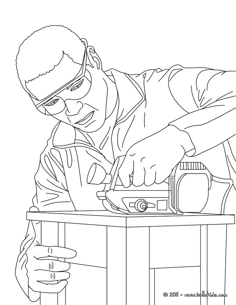 Carpenter making a wood chair coloring pages Hellokidscom