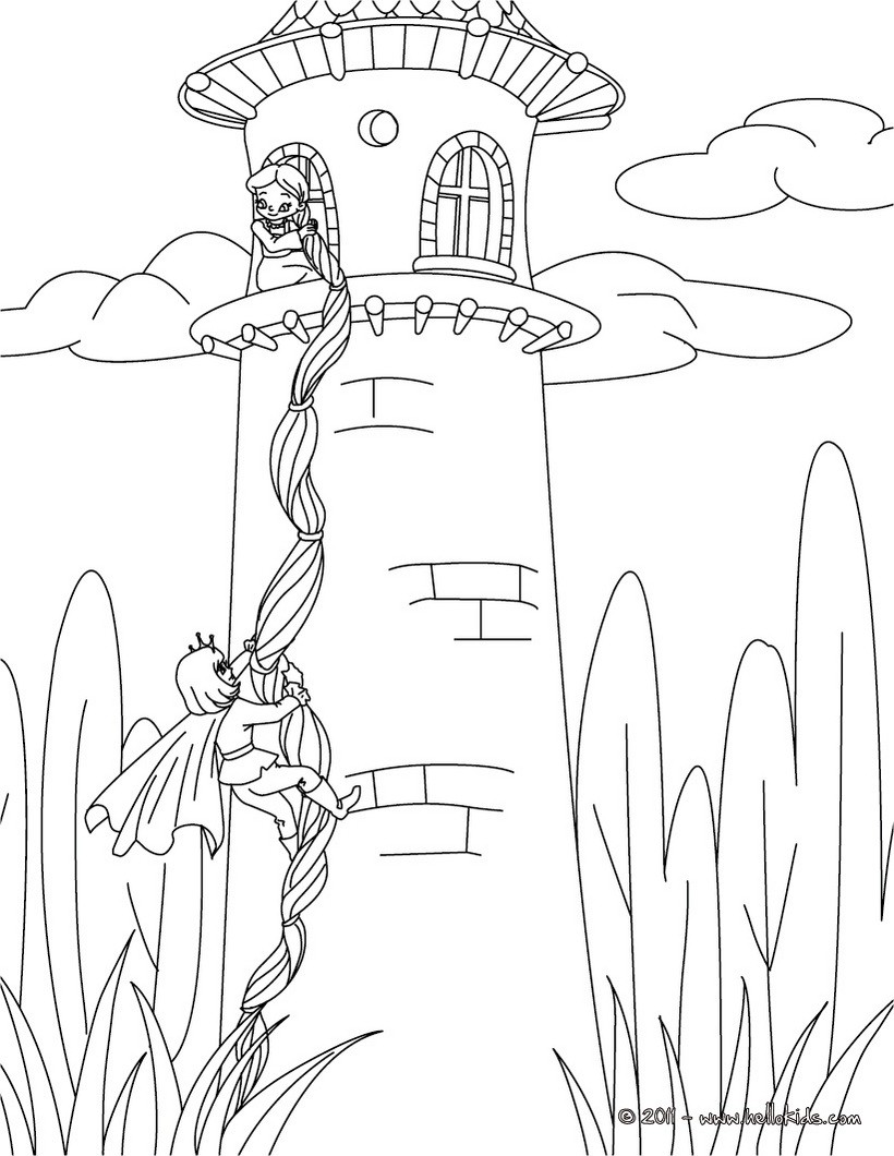 Rapunzel Grimm Tale Coloring Pages Hellokids