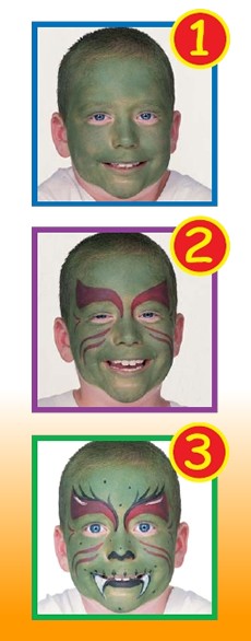 GREEN MONSTER face painting for kids
