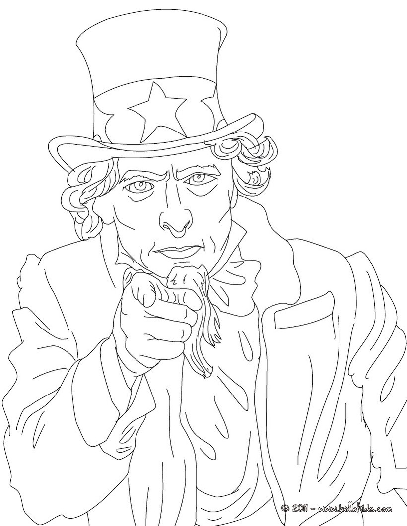 Uncle Sam Coloring Pages Hellokids
