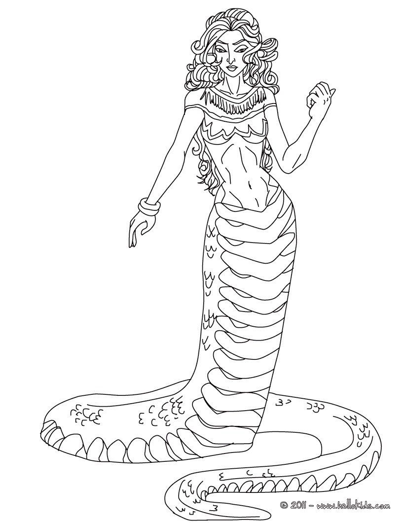 Echidna the half woman and half snake creature coloring pages