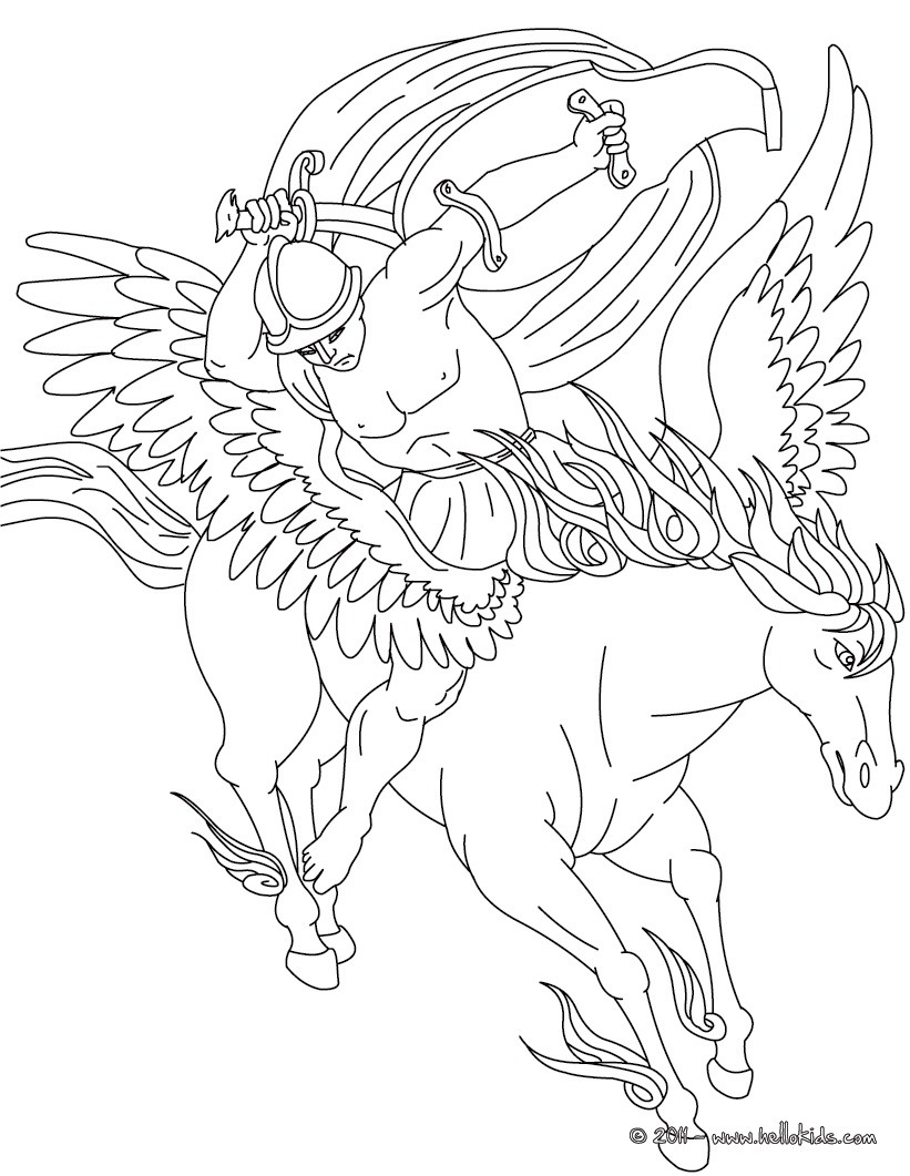 Legend of pegasus and bellerophon coloring pages