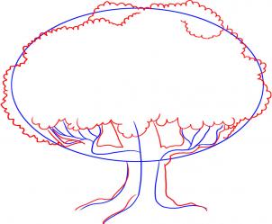 How To Draw An Oak Tree Step By Step