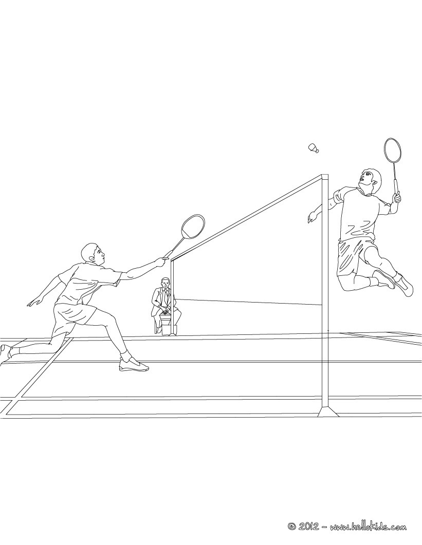 Badminton match coloring pages   Hellokids.com