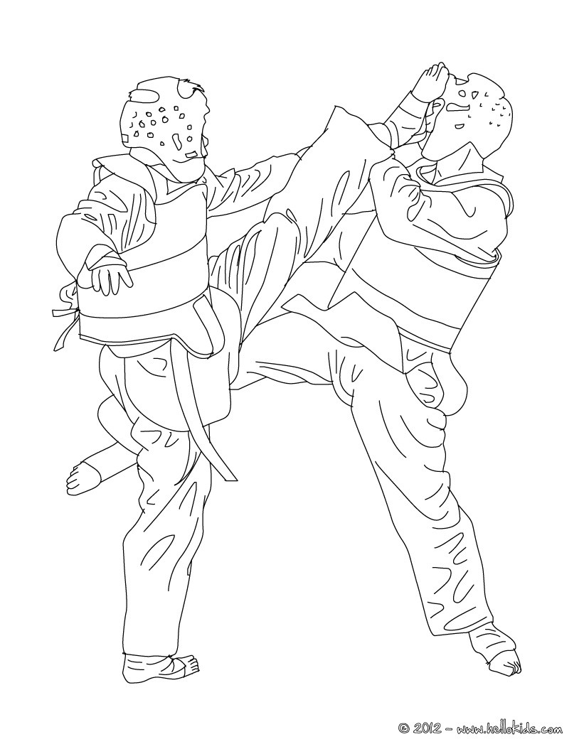 Taekwondo Combat Sport Coloring Pages Hellokids Com