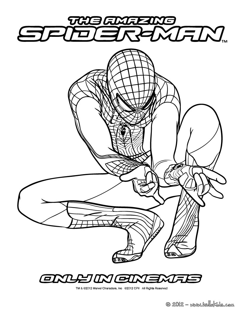 The amazing spiderman ready to shoot his webs coloring pages ...