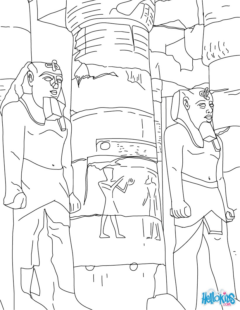 SPHINX OF GIZA LUXOR TEMPLE ENTRANCE to color online for kids Coloring page COUNTRIES Coloring Pages